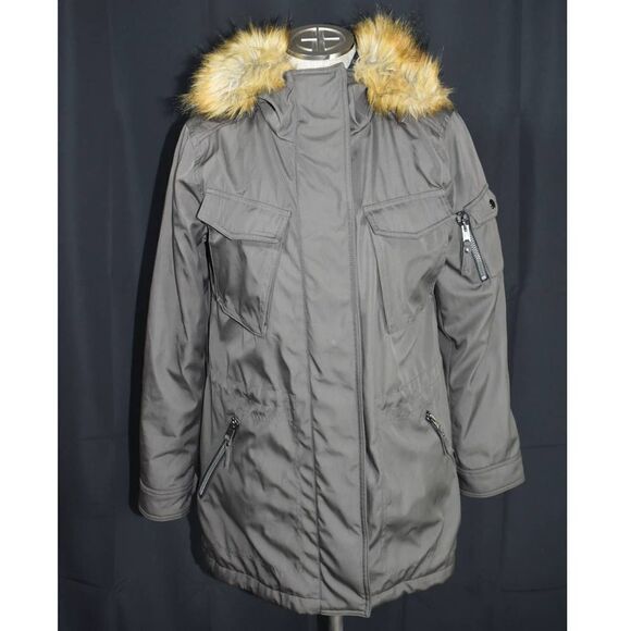 S13 NYC Green Faux Fur Lined Hooded Parka - M - Picture 1 of 5
